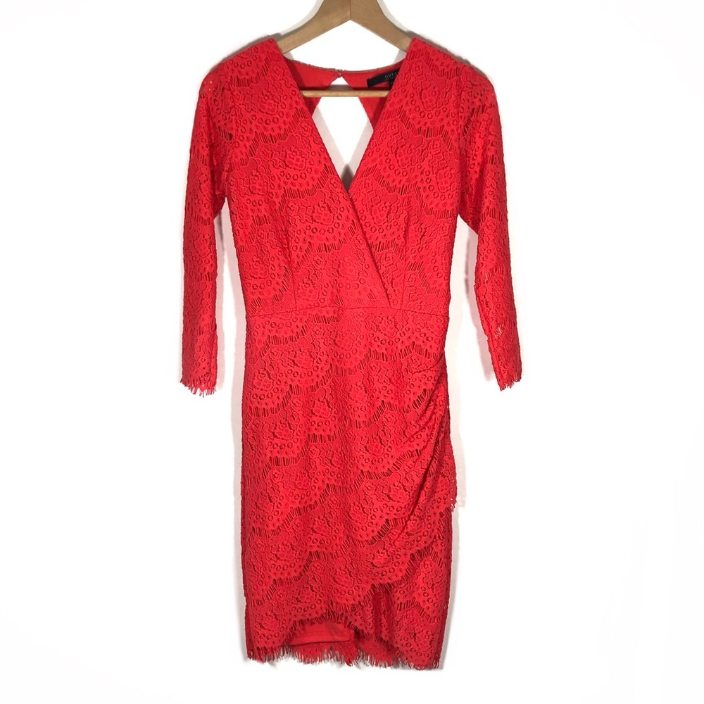 Guess Fitted Coral Lace Dress